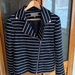 Bagatelle Blue White Stripe Moto Jacket Small